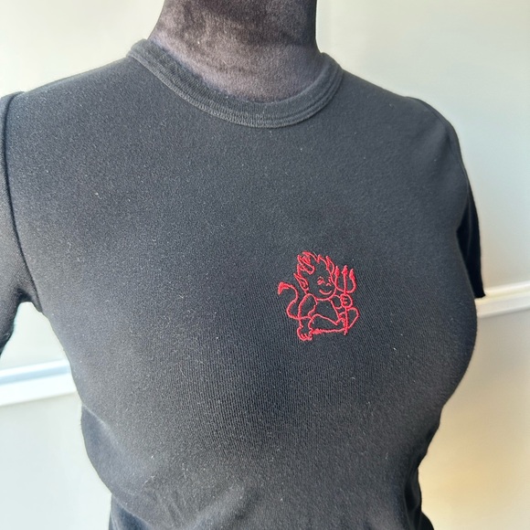 Black T-Shirt with Red Embroidery - Picture 1 of 7